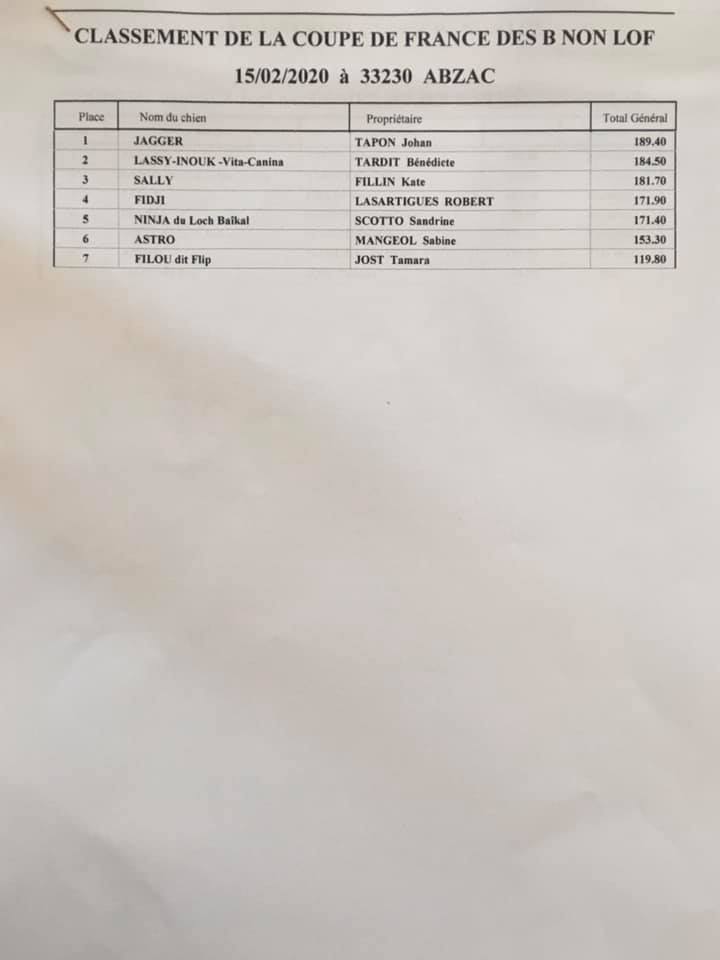 Classement Coupe de France des B non LOF